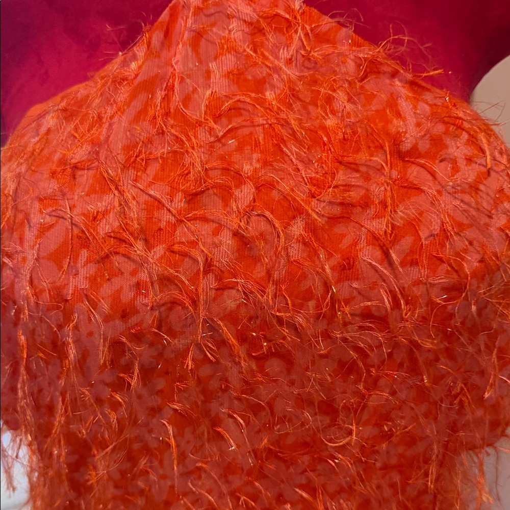 SOLD!wild fable Backless Dress in Bright Orange Feathered Texture